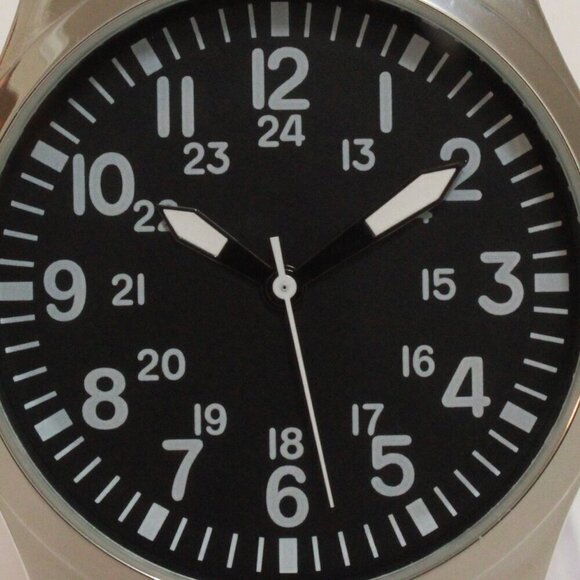 Men's Quartz Field Watch Silver Case Brown Leather Strap 42mm - Picture 12 of 12